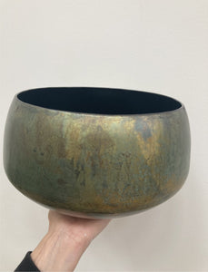Patina Metal Bowl Planter -10"