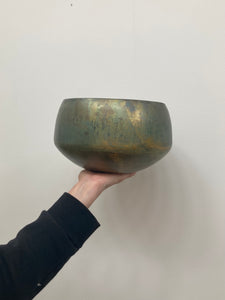 Patina Metal Bowl Planter -10"
