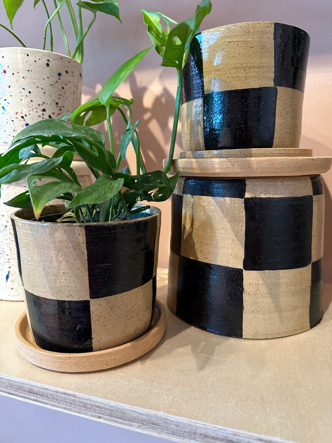 Checkered Ceramic Planters by Unearth